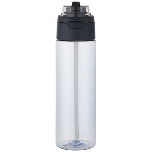 Theron 700 ml RCS Trinkflasche aus recyceltem Kunststoff mit Multifunktionsdeckel und Klappstrohhalm