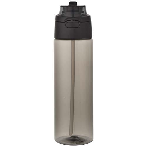 Theron 700 ml RCS Trinkflasche aus recyceltem Kunststoff mit Multifunktionsdeckel und Klappstrohhalm