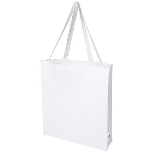 Madras 140 g/m² Baumwoll Tragetasche mit Seitenfalten aus GRS recycelter Baumwolle 12L