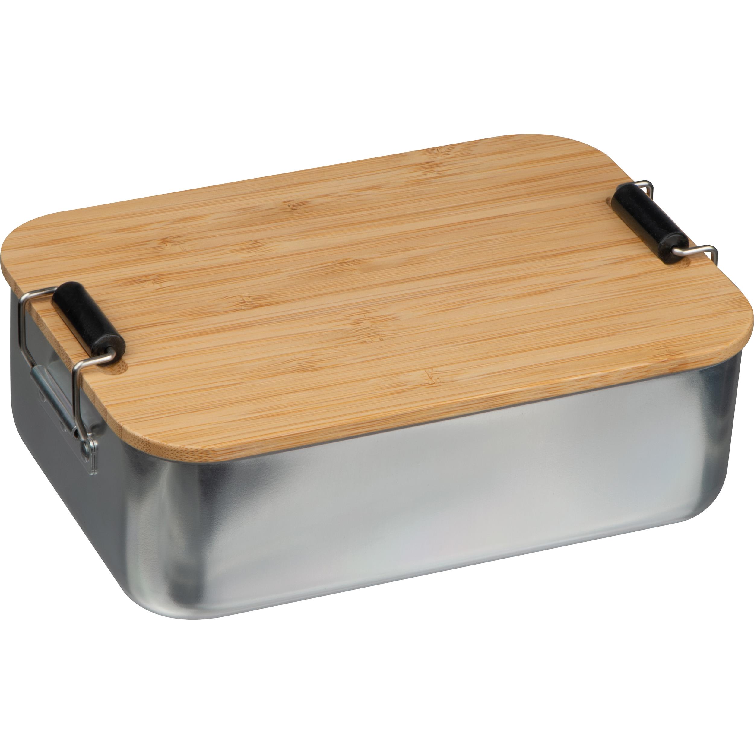 Brotzeitbox aus Aluminium mit Bambusdeckel  ALBA