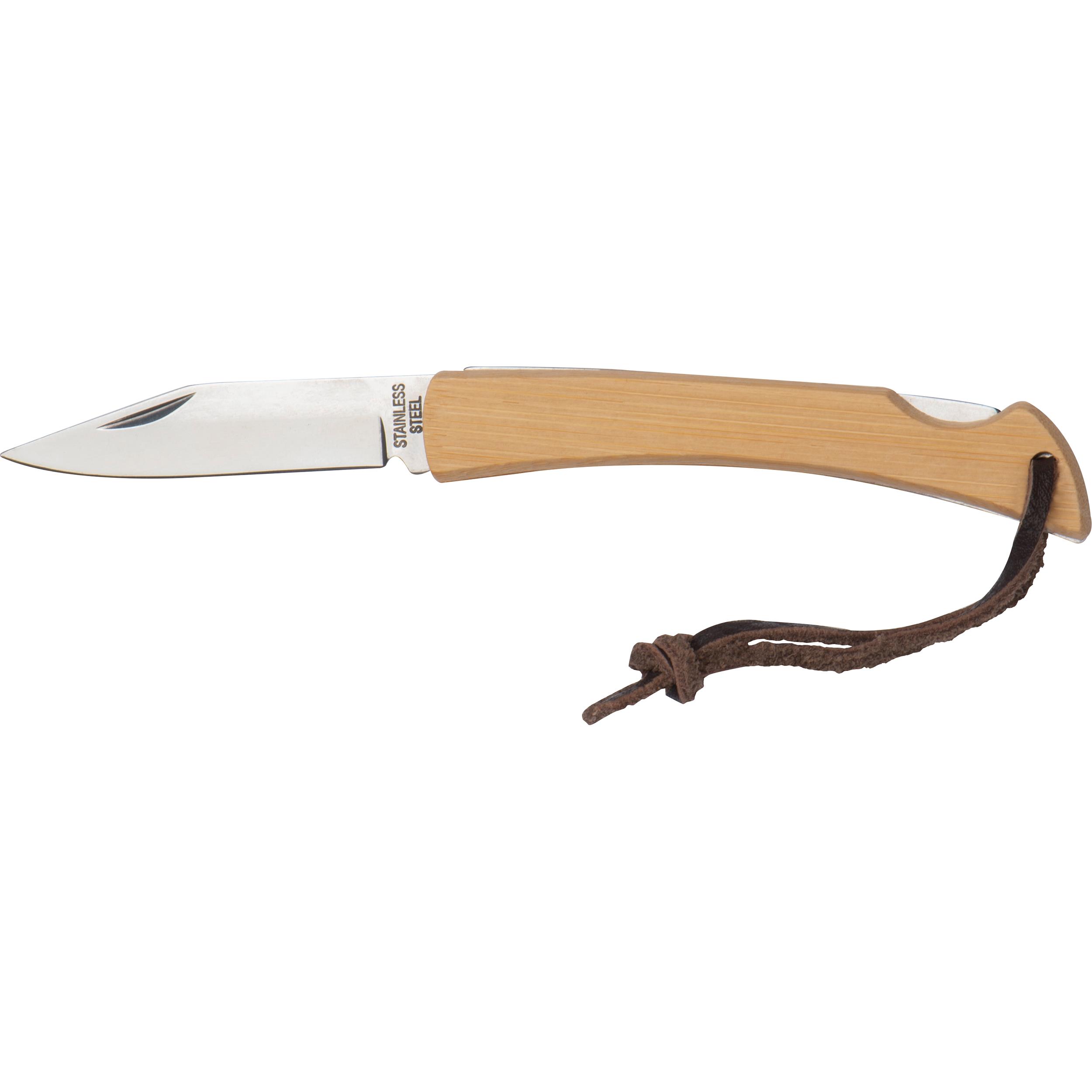Taschenmesser mit Bambusschalen und Aufhängeschlaufe ERNA