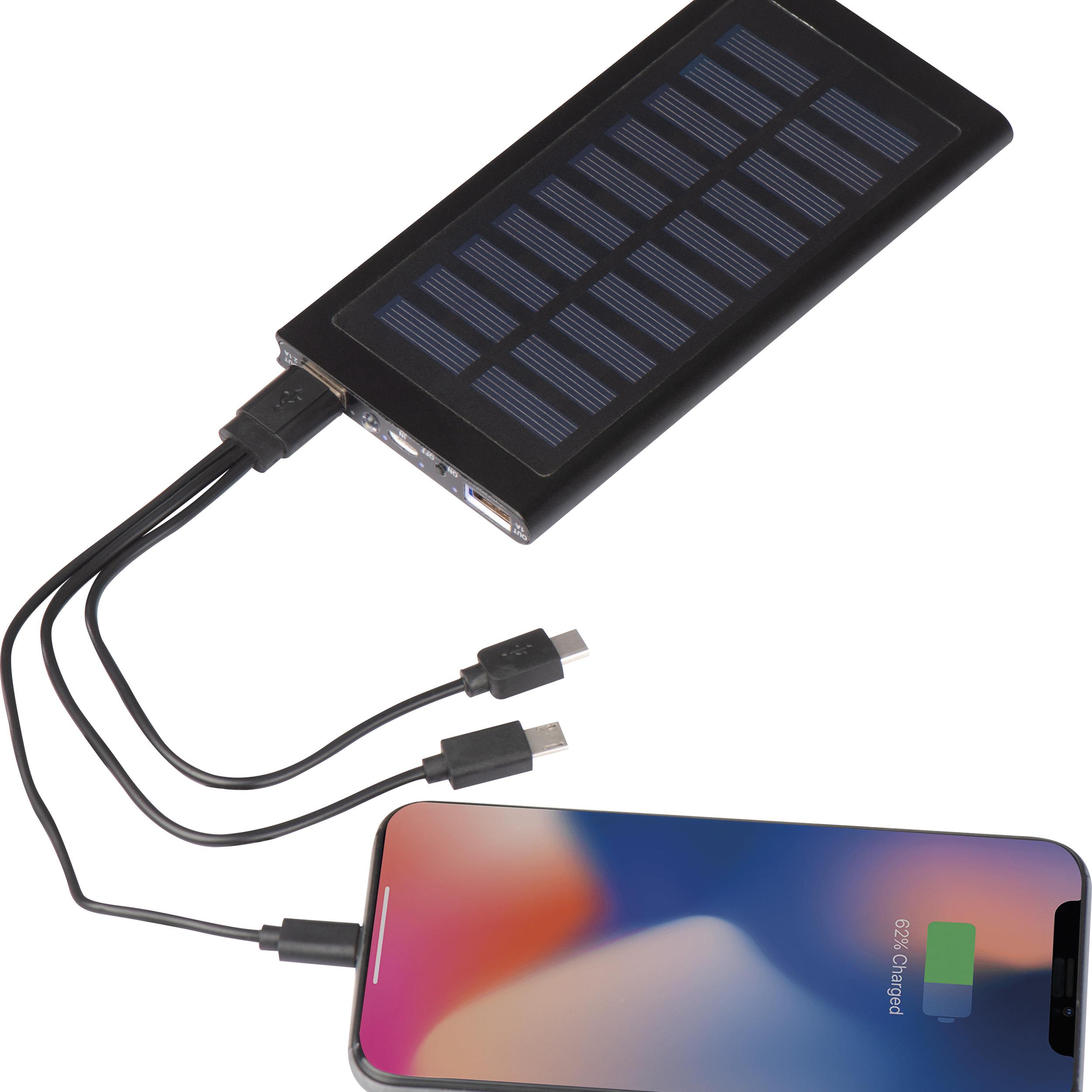 Solar Powerbank aus Metall 8.000mAh SAVERIO