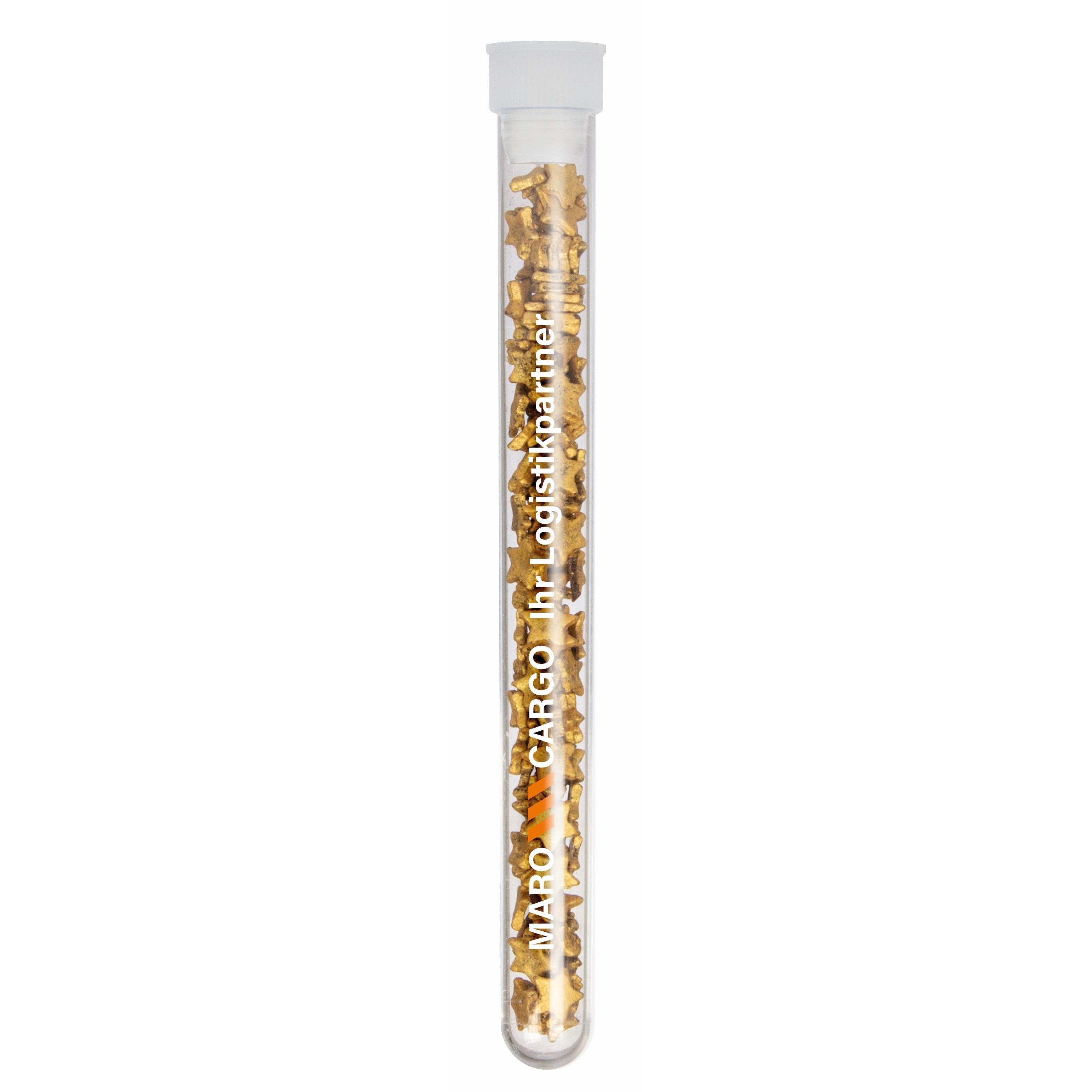 Schoko-Goldsternchen im Reagenzglas - Tampondruck