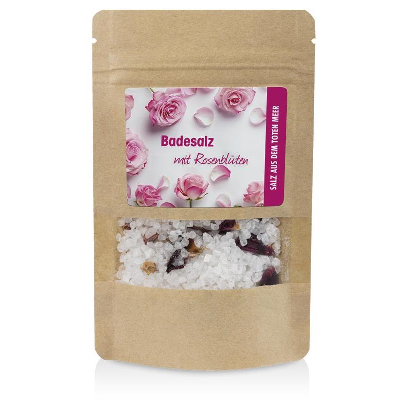 Badesalz mit Blüten, 30 g in ZIP-Tasche mit 4c Etikett
