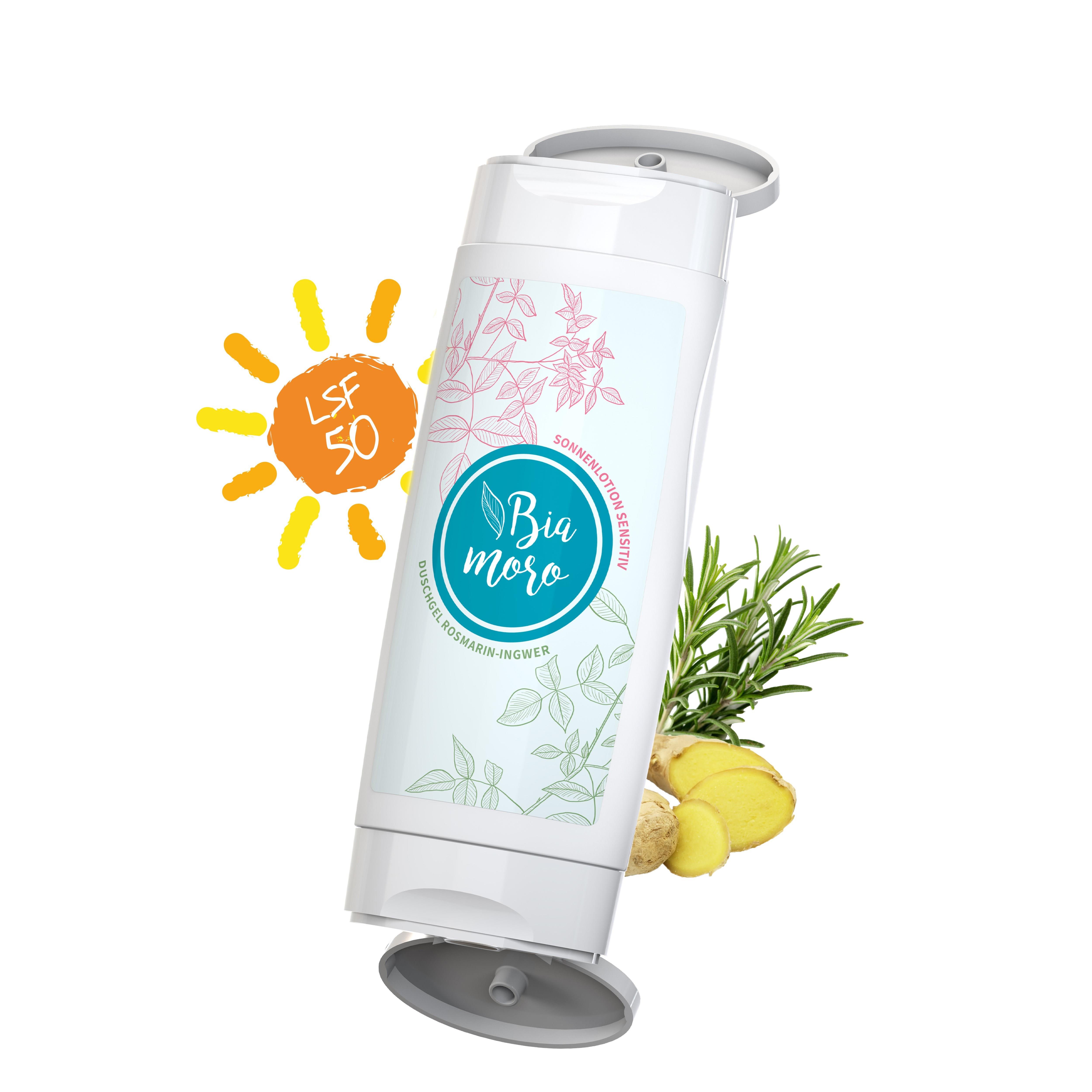DuoPack Sonnenmilch LSF 50 (sensitiv) + Duschgel ´Rosmarin-Ingwer´ (2 x 50 ml)