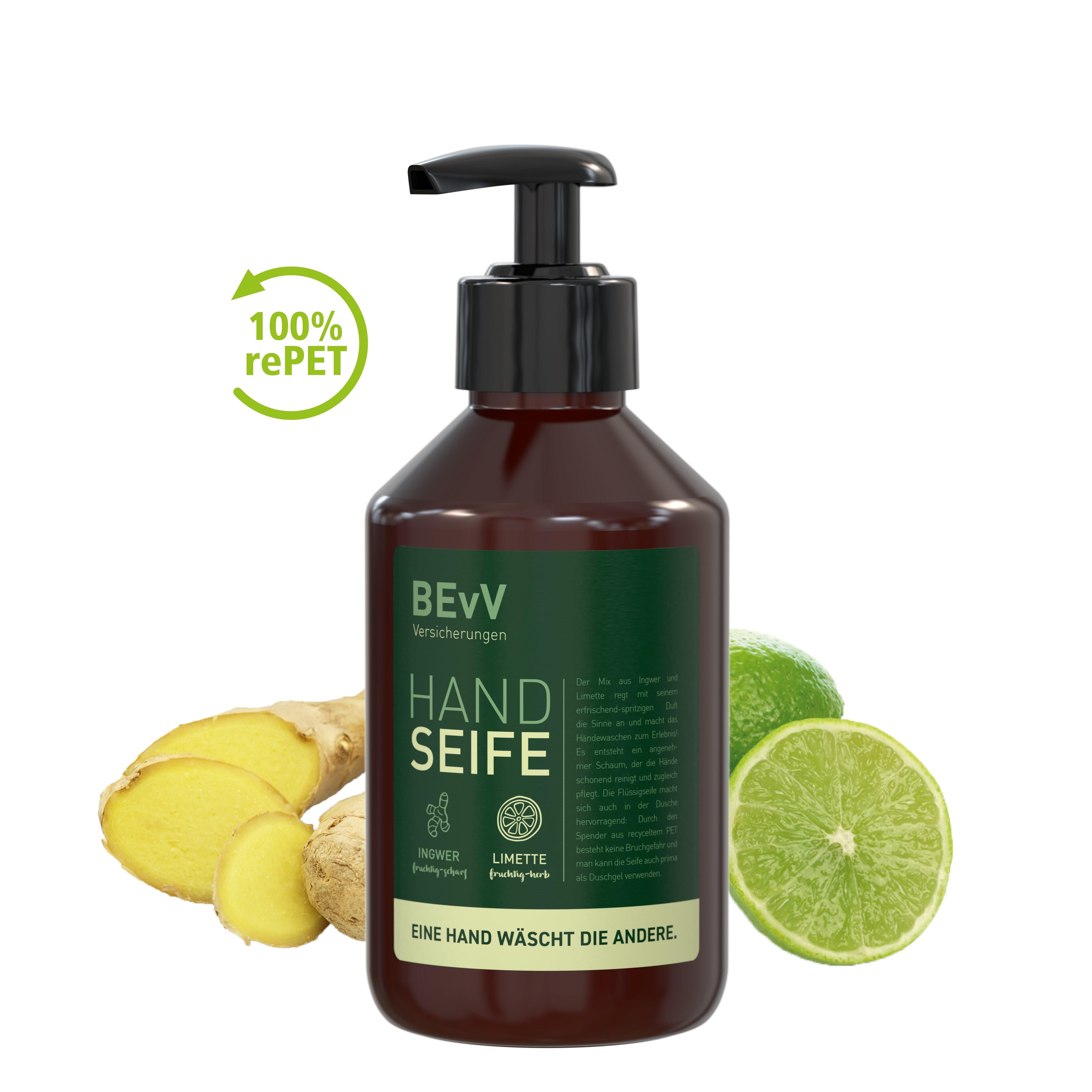 250 ml Spender - Flüssigseife Ingwer-Limette - Body Label