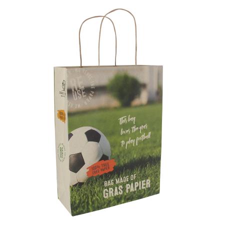 Tasche aus Graspapier, 50% baumfrei 120 gsm, 180x90x230 mm.