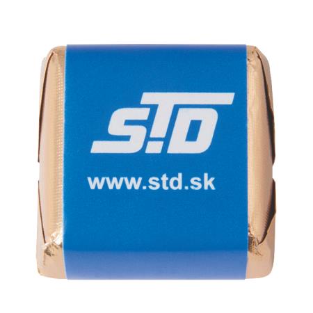 Schokoladen-Praline ca. 17 gr. Goldfolie 4-c-Druck auf Wickel