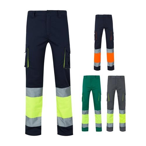 VL ZEUS LARGE. Zweifarbige Stretch-Hose mit mehreren Taschen (240 g/m²), aus Baumwolle (46 %), EME (38 %) und Polyester (16 %)