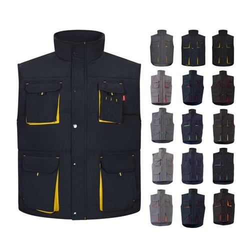 VL NERGAL. Steppweste, zweifarbig, mit mehreren Taschen (120g/m²), aus Polyester (100%)