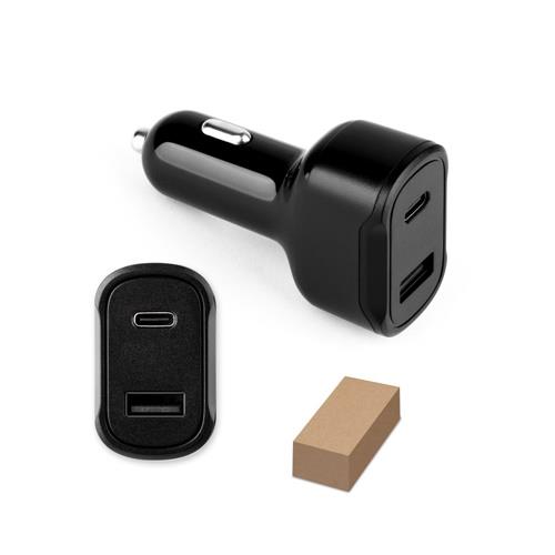 DIRAC. KFZ-Ladegerät mit USB-A Anschluss 18W und USB-C 20W in recyceltes ABS (100 % rABS)