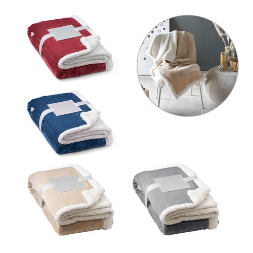 HEIDEN. Wendbare Fleecedecke (190 g/m²) mit Satinband und personalisierter Karte