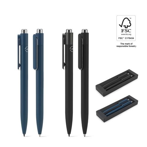 KYLIE SET. Set bestehend aus einem Kugelschreiber und einem Stift ohne Tinte, beide aus Aluminium (94% recycelt)