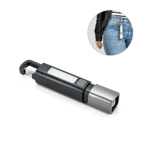 WIGGINS. ABS-Taschenlampe mit einer 2-W-LED-Leuchte (53 Lumen) an der Vorderseite und einer COB-Leuchte (53 Lumen) an der Oberseite